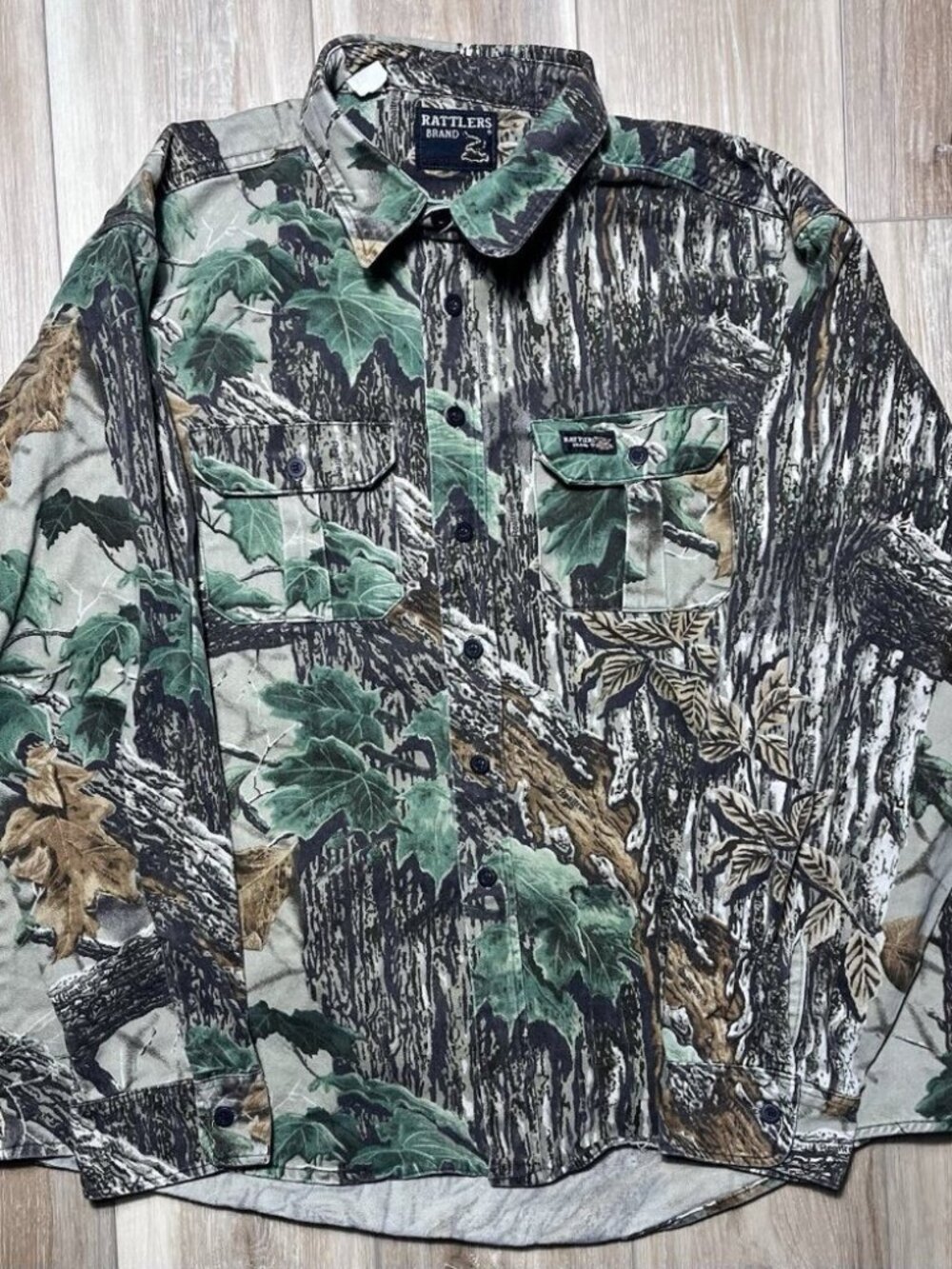Vintage Rattlers Real Tree USA Green Camo Long Sleeve Button Down - Men Size 2XL